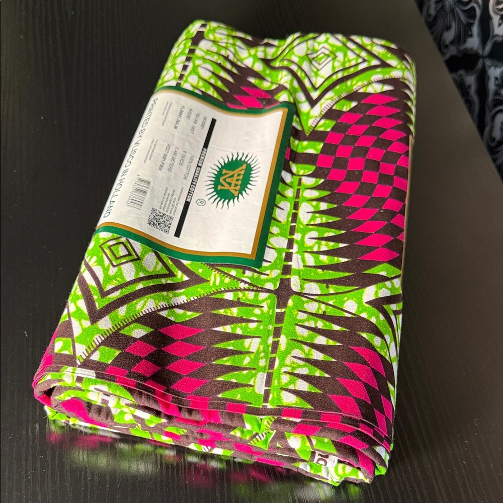 6yds Vibrant Pink and Green Patterned African Fabric